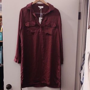 Lucky Brand Oxblood Red Shirt Dress